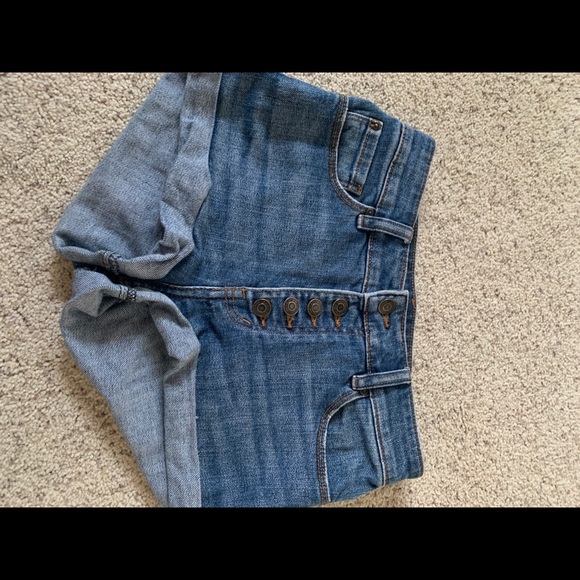 jean denim blue button shorts - Picture 2 of 4